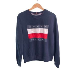 Tommy Hilfiger Navy Sweatshirt with Red and White Logo